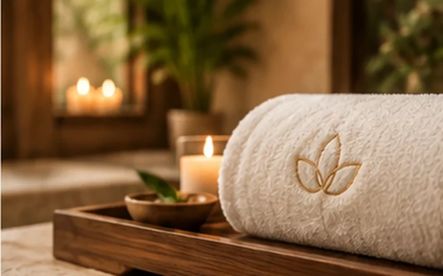 Detalle de spa cálido y relajante